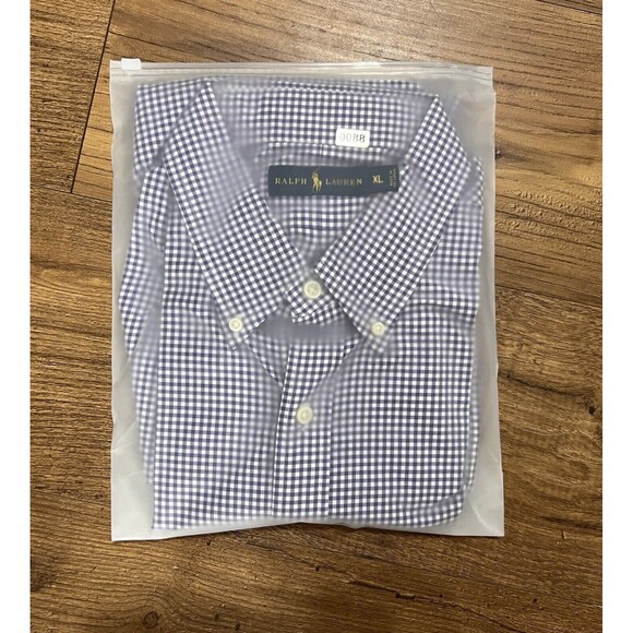 Ralph Lauren Button Down Shirt Men’s XL Gingham Check Purple White Long Sleeve - Picture 12 of 12